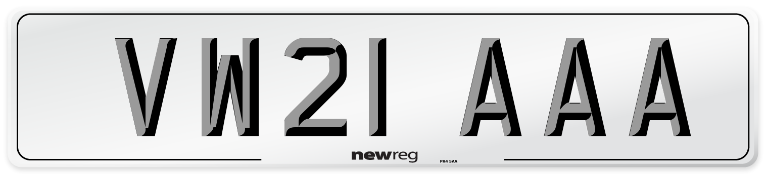 VW21 AAA Number Plate from New Reg